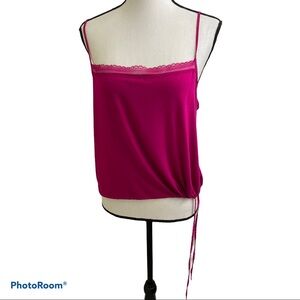 Victoria secret tie bottom lace cami top size Large Pink .